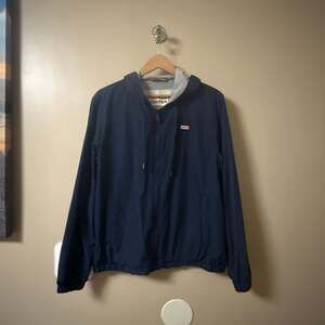 Hunter Men's Baltico Jersey Lined Lightweight Hooded Windbreaker Jacket Navy